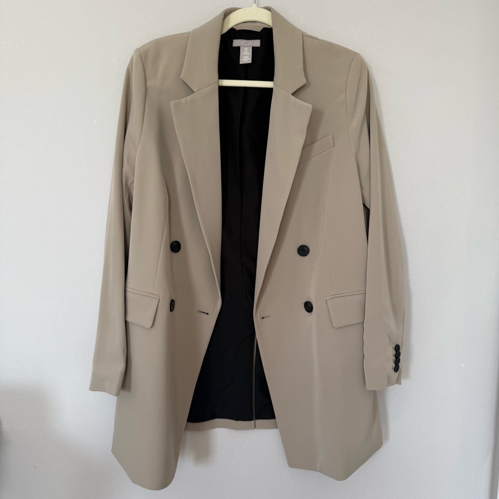 H&M Women's Tan Double-Breasted Oomen Oversized Blazer size S